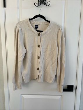 GAP Cream Button-Up Knit Cardigan
